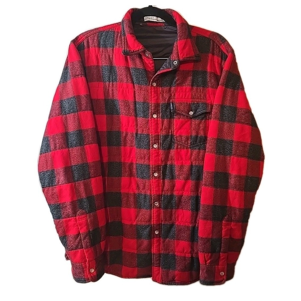 Criquet Quilted Buffalo Plaid Pearl Snap Long Sleeve Shacket Men's Size Large